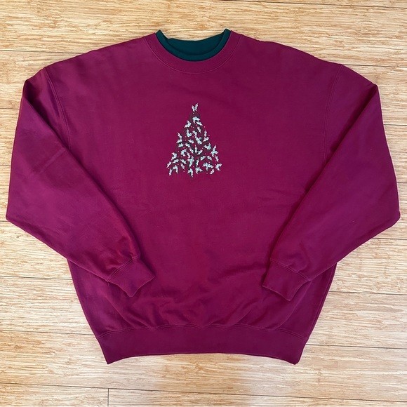 Vintage Women's Christmas Tree Maroon Sweater M&C Sportswear Size XLarge - Picture 2 of 7